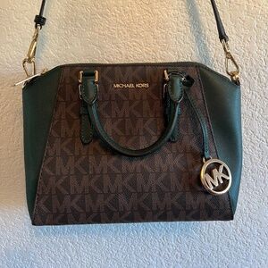 Michael Kors Hunter Green and Brown Satchel New with Tags